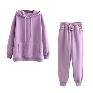 Tangada 2021 Autumn Winter Women tracksuit thick fleece