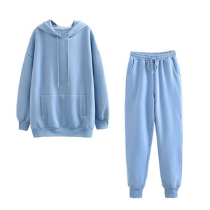 Tangada 2021 Autumn Winter Women tracksuit thick fleece