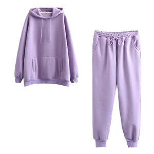 Tangada 2021 Autumn Winter Women tracksuit thick fleece