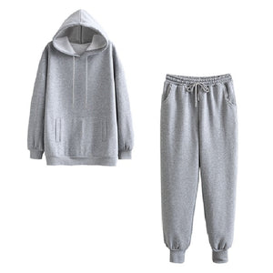 Tangada 2021 Autumn Winter Women tracksuit thick fleece