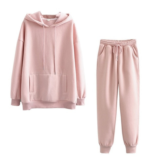 Tangada 2021 Autumn Winter Women tracksuit thick fleece