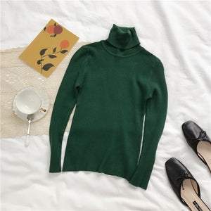 Autumn Winter Thick Sweater Women Knitted Ribbed Pullover Sweater Long Sleeve